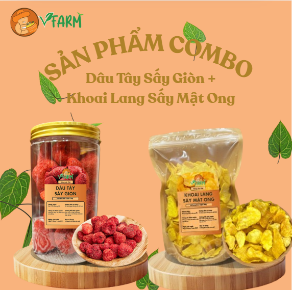 Dâu Tây Sấy Giòn + Khoai Lang Sấy Mật Ong 1 hình ảnh combo